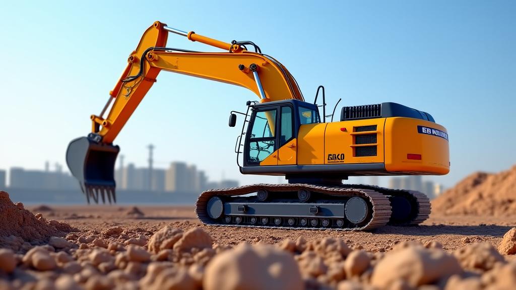 Excavadora moderna en obra